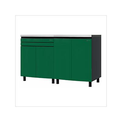 Contur Cabinet 5' Premium Racing Green Garage Cabinet System with Stainless Steel Tops