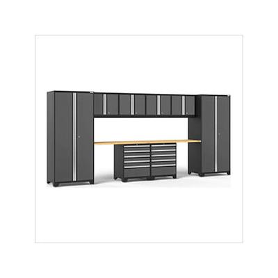 NewAge Garage Cabinets PRO Series Grey 10-Piece Set with Bamboo Top