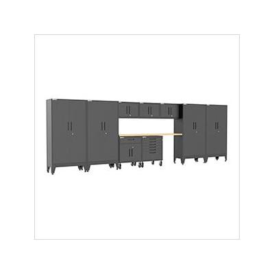 Armadillo Tough Black 10-Piece Garage Cabinet Set with Levelers and Casters