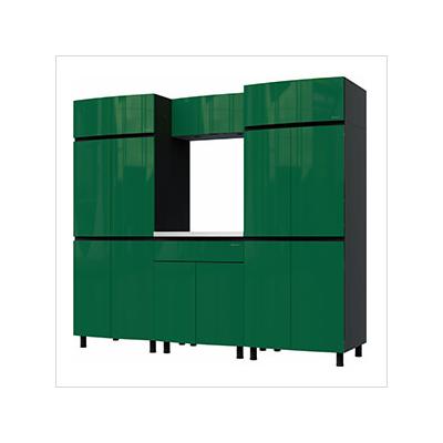 Contur Cabinet 7.5' Premium Racing Green Garage Cabinet System with Stainless Steel Tops