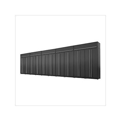 Proslat Garage Cabinets 15-Piece Mat Black Extra Tall Garage Cabinet Set with Silver Handles