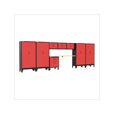 Armadillo Tough Red 9-Piece Garage Cabinet Set with Levelers and Casters