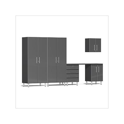 Ulti-MATE Garage Cabinets 6-Piece Garage Cabinet Kit with Channeled Worktop in Graphite Grey Metallic