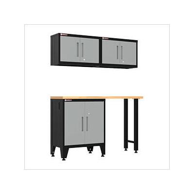 Armadillo Tough Grey 4-Piece Garage Cabinet Set with Levelers