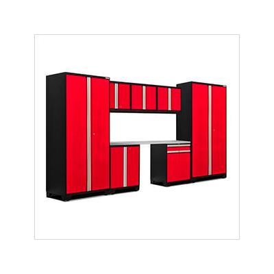 NewAge Garage Cabinets PRO Series Red 8-Piece Set with Stainless Steel Top