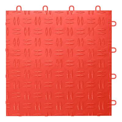GearTile Diamond Pattern 12" x 12" Red Garage Floor Tile (48 Pack)