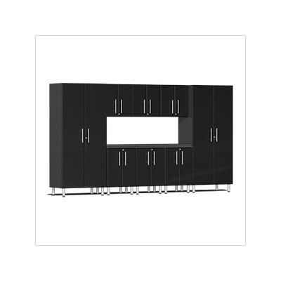 Ulti-MATE Garage Cabinets 9-Piece Garage Cabinet Kit with Channeled Worktop in Midnight Black Metallic