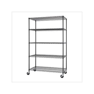 Trinity PRO Black 5-Tier Rolling Steel Wire Garage Storage Shelving Unit