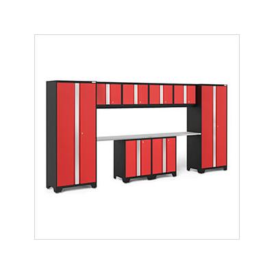 NewAge Garage Cabinets BOLD Series Red 10-Piece Set with Stainless Steel Top