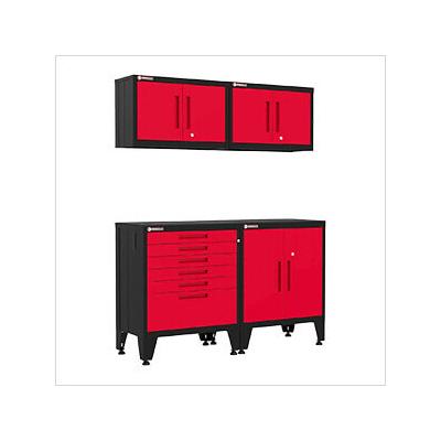 Armadillo Tough Red 4-Piece Garage Cabinet System with Levelers