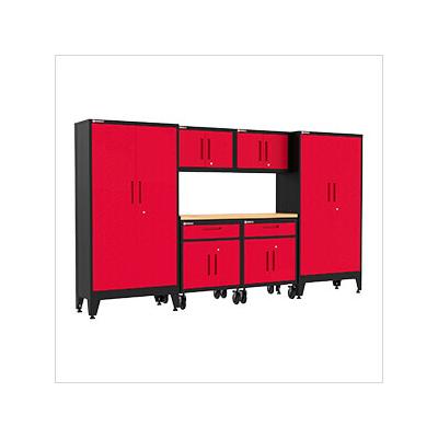 Armadillo Tough Red 7-Piece Garage Cabinet Set with Levelers and Casters
