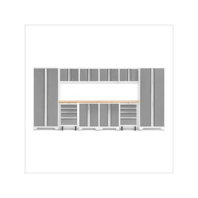 NewAge Garage Cabinets BOLD Series Platinum 12-Piece Set with Bamboo Top