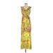Plenty By Tracy Reese Casual Dress - Maxi V-Neck Sleeveless: Yellow Print Dresses - Women's Size X-Small