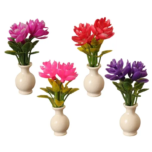 Antike Puppenhaus Miniatur bunte Blumen Vase Topfpflanzen Blumentopf Bonsai Modell Puppenhaus Garten