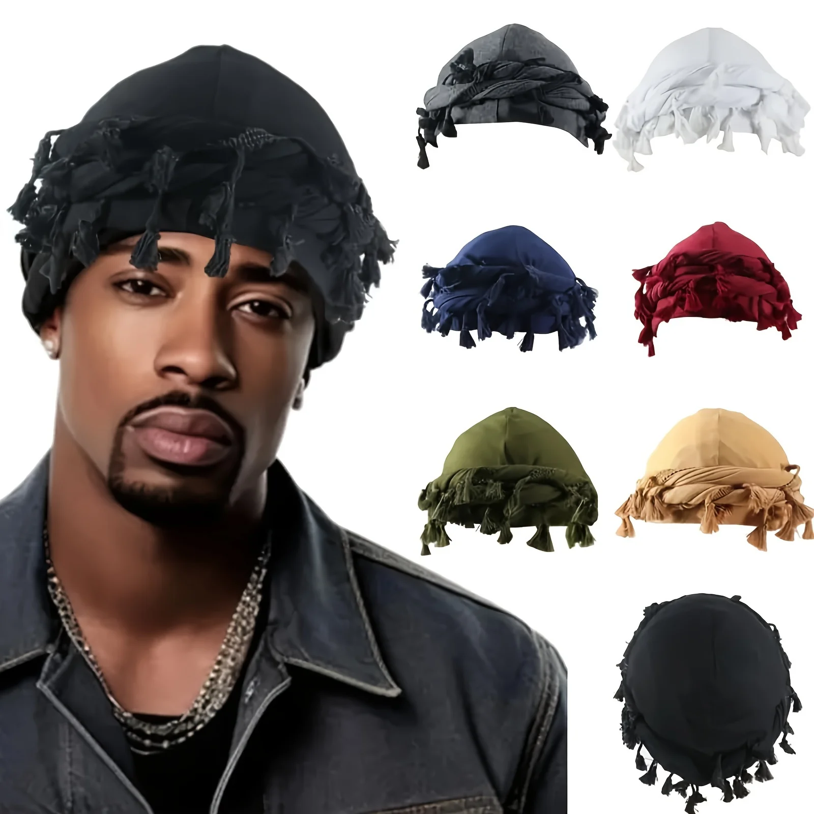 Vintage Twist Turban Head Wraps für Männer Stretch Modal und Satin Turban Schal Krawatte für Haar Kordelzug Verschluss und Maschinewaschbar