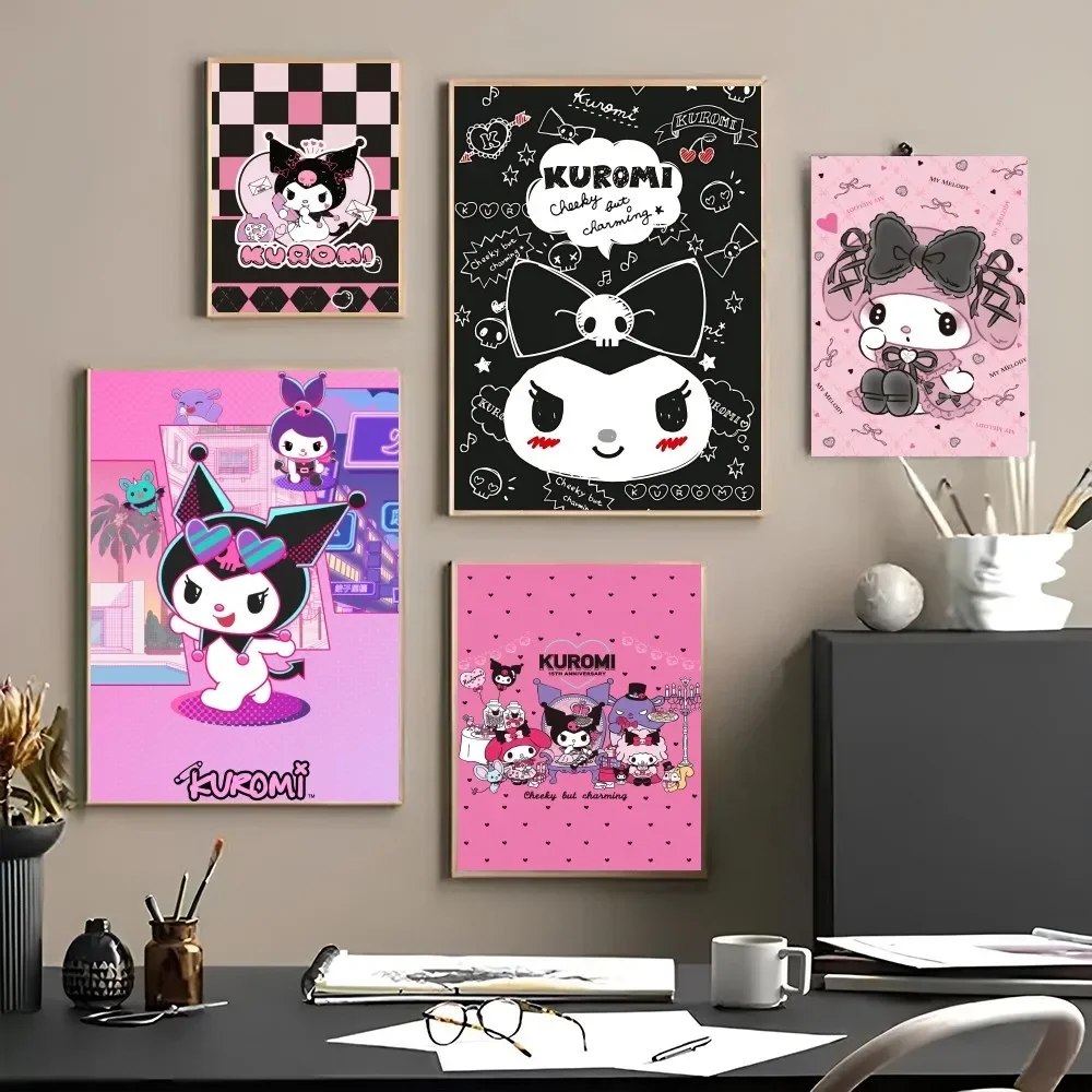 1pc niedlichen Druck Poster Papier wasserdicht HD Aufkleber S-Sanrio K-Kuromi Cartoon Schlafzimmer Eingang zu Hause Wohnzimmer Bar Wand dekoration Image