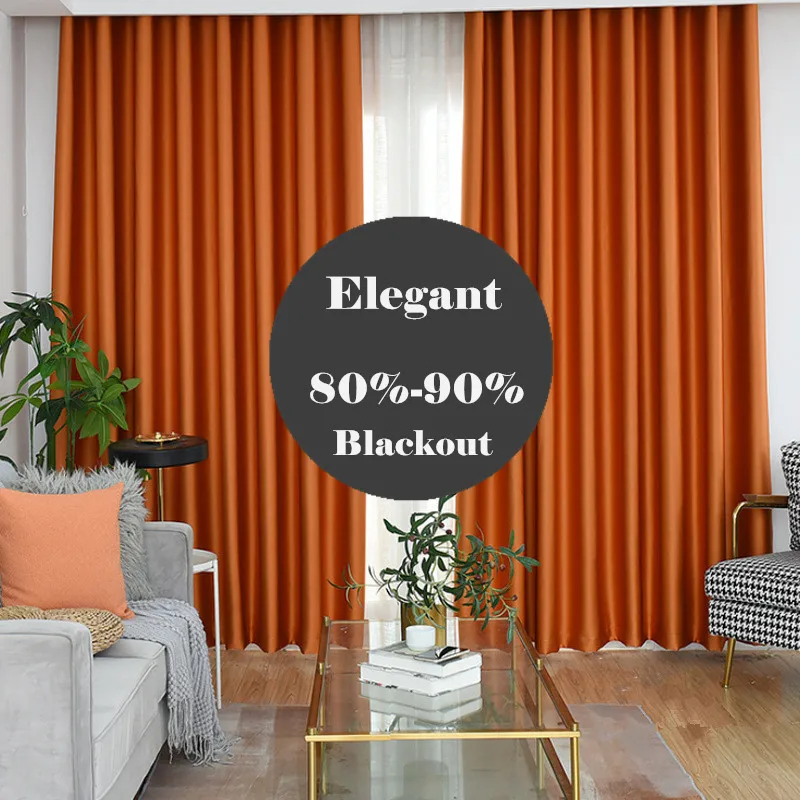 Rideaux occultants en soie Orange, style européen moderne et luxueux, élégants, pour salon, chambre à coucher, isolants thermiques, prêts à l