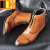 Luxus Herren Stiefel Retro Oxfords Lederschuhe für Herren Business Stiefeletten hochwertige Herren Chelsea Stiefel Brogue Schuhe Größe 39-47
