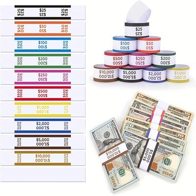 100pcs Self-sealing Currency Straps - Money Bands For Cash, Colorful Bill Wrappers For Organization