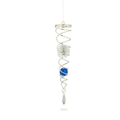 Relaxdays Windspiel mit Glaskugeln, Metall, Hängedeko für drinnen & draußen, HxD: 46 x 5 cm, Image