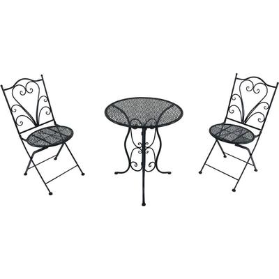 Eloise Bistroset 3-teilig mit Mosaik Design Gestanztes Anthrazit Bistrotisch mit 2 Stühlen Bistro