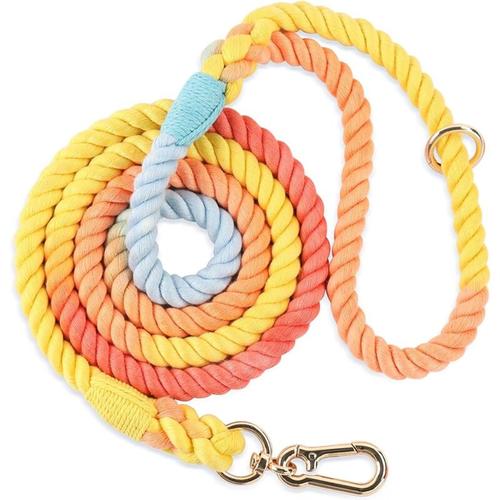 Hundeleine aus geflochtenem Seil für kleine, mittelgroße und große Hunde, bunter Regenbogen