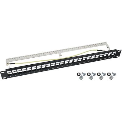 66446-02 stp Keystone-Patchpanel für Serverschrank, 24 Ports RJ45, 19 Zoll, Schwarz - HMF