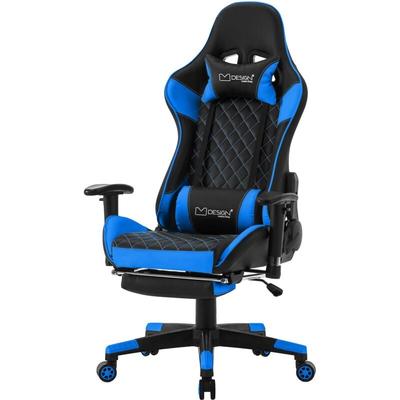 Ml-design - Gaming Stuhl mit Fußstütze, Blau, Kunstleder, Ergonomischer Bürostuhl mit Armlehne, Image