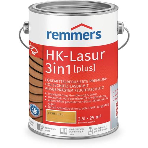 HK-Lasur 3in1 [plus] eiche hell, matt, 2,5 Liter, Holzlasur, Premium Holzlasur außen, 3fach