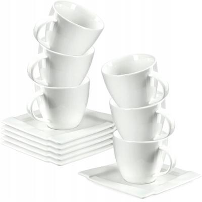 Kaffeetassen Set, 12-Teiliger Porzellan Kaffeeservice, 220ml, Weiß - Kadax Image