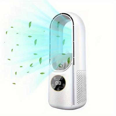 1pc Vaneless Fan Household Living Room Bedroom Office Desk Humidification And Purification Timed Removal Of Negative Ion Odor Super Quiet And Strong Wind Power
