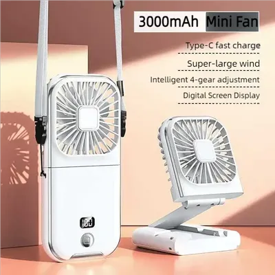 Foldable Hanging Neck Fan Cooling Desktop Refrigeration Handheld USB Mini Fan Camping Mute