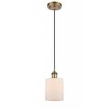 516-1P-BB-G111-L-LED-Innovations Lighting-Large Cobbleskill-3.5W 1 LED Mini Pendant in Art Nouveau Style-9 Inches Wide by 14 Inches High Brushed