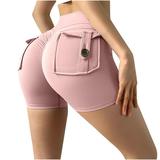 PXEVL Pull on Shorts Women 7-9 Inch Inseam Lightweight Soft Mid Rise Wide-Leg Cruise Shorts Elastic Butt Lifting Golf Shorts with 2 Pockets Pink M