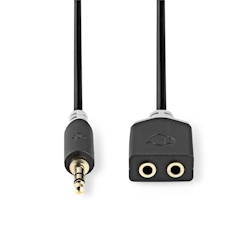 Nedis Stereo-Audiokabel - 3.5 mm Stecker - 2x 3.5 mm Buchse - Vergoldet - 0.20 m - Rund - Anthrazit - Box