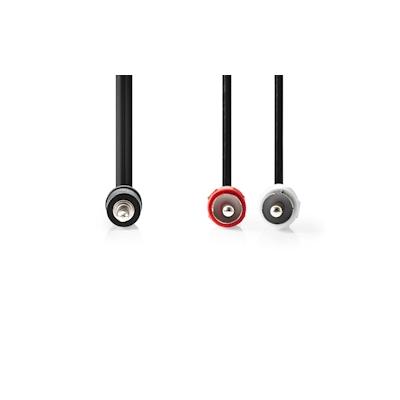 Nedis Stereo-Audiokabel - 3.5 mm Stecker - 2x RCA Stecker - Vernickelt - 10.0 m - Rund - Schwarz - Label Image