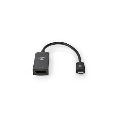 Nedis USB-C Adapter - USB 3.2 Gen 1 - USB-C Stecker - DisplayPort Buchse - 8K@30Hz - 0.20 m - Rund - Vernickelt - PVC - Schwarz - Box Image