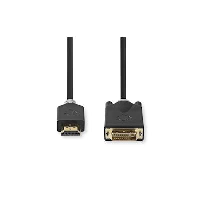 Nedis HDMI Cable - HDMI Connector - DVI-D 24+1-Pin Male - 1080p - Gold Plated - 2.00 m - Straight - PVC - Anthracite - W