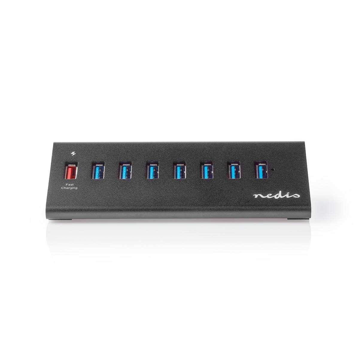 Nedis USB Hub - USB Micro-B Female - USB-A Female - 8 port(s) - QC3.0 / USB 3.2 Gen 1 - Mains Powered / USB Powered - 5 Gbps - 8x USB Image