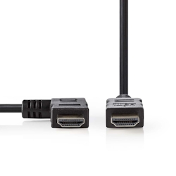 Nedis High Speed HDMI Cable with Ethernet - Left Hooked HDMI Connector - HDMI Connector - 4K@30Hz - 10.2 Gbps - 1.50 m - Round - PVC - Black - Polybag Image