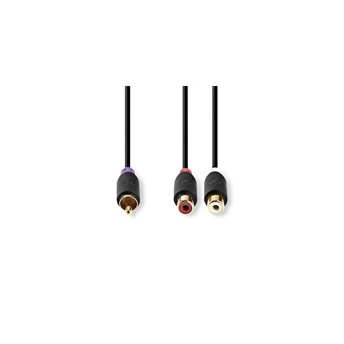 Nedis Subwoofer Kabel - RCA - 2x Cinch Buchse - Vergoldet - 0.20 m - Rund - 4.0 mm - Anthrazit - Box