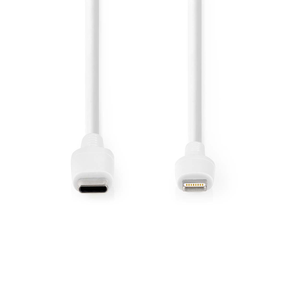 Nedis Lightning Kabel - USB 2.0 - Apple Lightning 8-Pin - USB-C Stecker - 480 Mbps - Vernickelt - 2.00 m - Rund - PVC - Weiss - Box Image