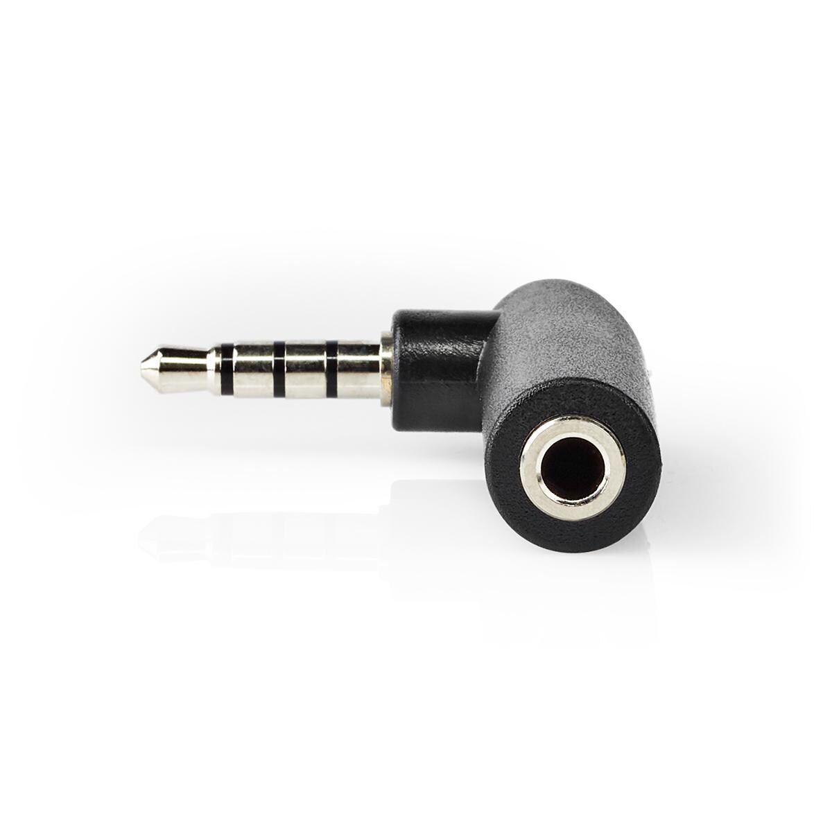 Nedis Stereo-Audio-Adapter - 3.5 mm Stecker - 3.5 mm Buchse - Vernickelt - 90° abgewinkelt - Metall - Schwarz - 10 Stück - Plastikbeutel Image