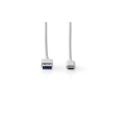 Nedis USB-Kabel - USB 3.2 Gen 1 - USB-A Stecker - USB-C Stecker - 60 W - 5 Gbps - Vernickelt - 1.00 m - Rund - PVC - Weiss - Box Image