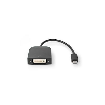 Nedis USB-C Adapter - USB 3.2 Gen 1 - USB-C Stecker - DVI-D 24+1-Pin Buchse - 1080p - 0.20 m - Rund - Vernickelt - PVC - Schwarz - Umschlag Image