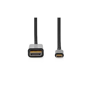 Nedis USB-C Adapter - USB 3.2 Gen 1 - USB-C Stecker - DisplayPort Stecker - 4K@60Hz - 2.00 m - Rund - Vergoldet - PVC - Schwarz - Box Image