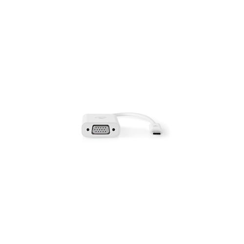 Nedis USB-C Adapter - USB 3.2 Gen 1 - USB-C Stecker - VGA Buchse - 1080p - 5 Gbps - 0.20 m - Rund - Vernickelt - PVC - Weiss - Plastikbeutel