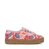 Plateausneaker SUPERGA "2730 ROPE HIBISCUS FLOWER PRINT", Gr. 41, rosa (rosa, pink), Textil, sportlich, Schuhe Schnürschuh Espadrille