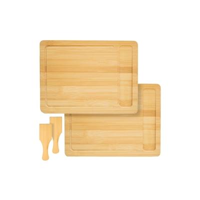 DuneDesign 2 Personen Raclette Teller Set Holz - 30x22cm Pfännchen Untersetzer mit Spachtel