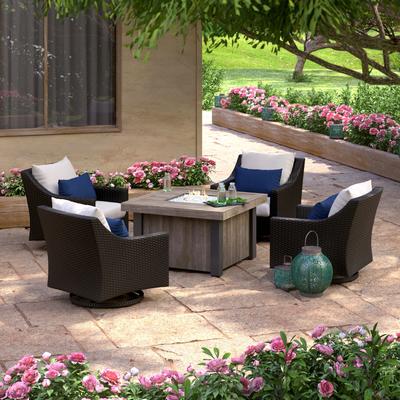 Deco 5 Piece Sunbrella Outdoor Patio Motion Fire Chat Set - 42"W x 42"D x 25"H